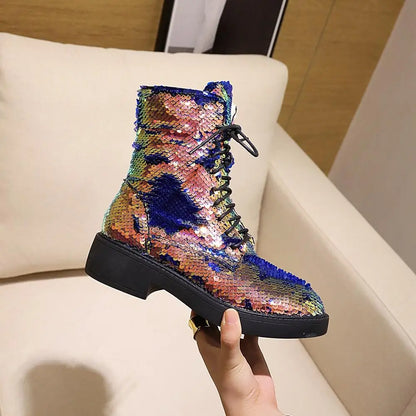 Women’s Color-Changing Sequin Boots - Magical Multi-Color Autumn & Winter Fashion Shoes