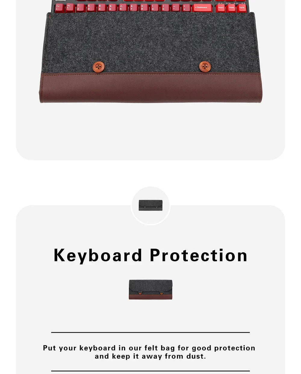 PU Felt Keyboard Carrying Case – Protective Bag for Planck 40%, 60%, 80%, 100%, GH60, XD64, TADA68, TKL 87/104, ANSI, BM60/65/68, Poker Keyboards