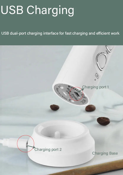 3-in-1 Portable Electric Milk Frother – Handheld Rechargeable Foam Maker, High-Speed Drink Mixer & Coffee Wand