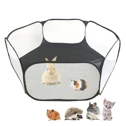 Portable Transparent Small Pet Cage – Foldable Playpen Tent for Hedgehogs, Dogs, Hamsters, Rabbits & Guinea Pigs