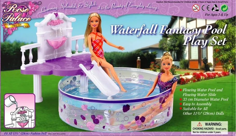 Princess Bathroom Furniture Set for Barbie Dollhouse – 30cm Accessories with Shower & Toilet