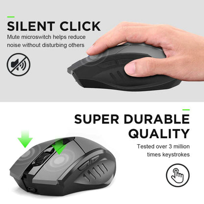 INPHIC Rechargeable Bluetooth Wireless Mouse – 2.4G Silent Office Mouse for PC, Laptop, Tablet & Smartphone