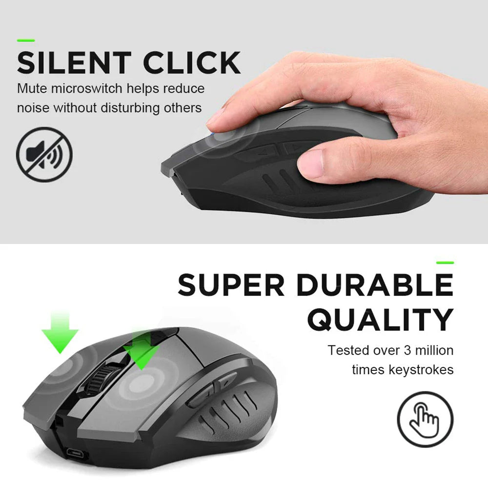 INPHIC Bluetooth Wireless Mouse – Rechargeable 2.4G Silent Office Mouse for PC, Laptop, Tablet, and Smartphone