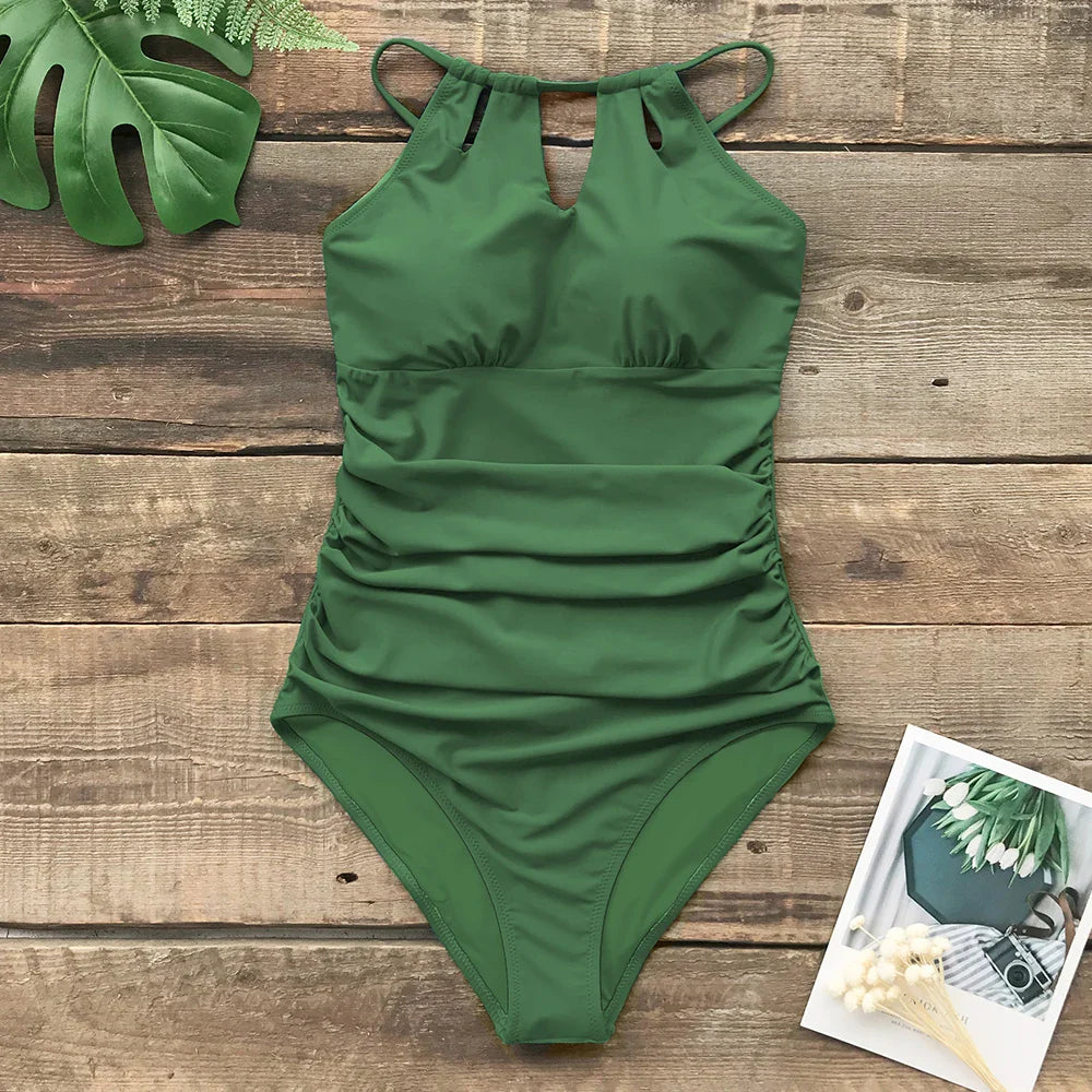 CUPSHE Lace-Up Back One-Piece Swimsuit – Sexy Cut-Out Backless Monokini Swimwear for Women, 2023 Beach & Bathing Suit
