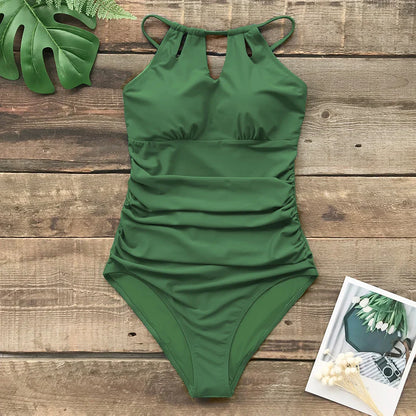 CUPSHE Lace-Up Back One-Piece Swimsuit – Sexy Cut-Out Backless Monokini Swimwear for Women, 2023 Beach & Bathing Suit
