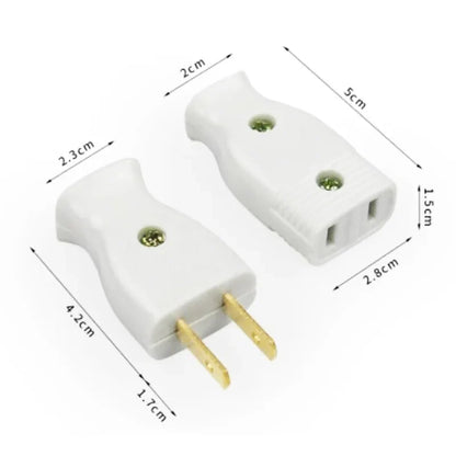 2-Pole Bakelite Power Plug - 15A Rewirable US Male Plug and Female Socket for Wiring and Power Cables