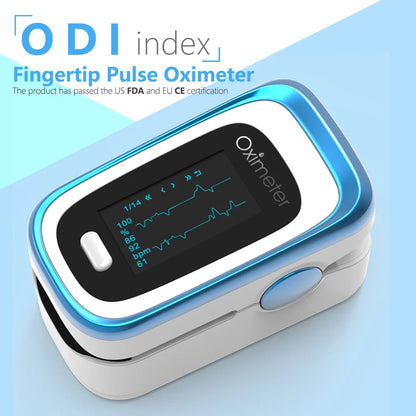 Kiuzou Medical Finger Pulse Oximeter – Portable OLED SPO2, PR, Sleep Monitor, 8-Hour Battery, Blood Oxygen Case