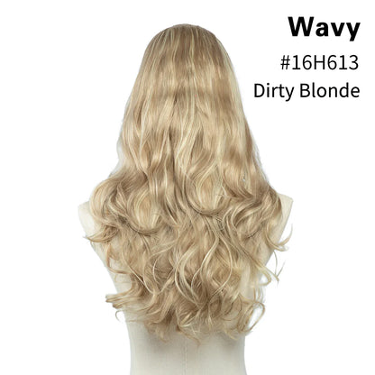 Synthetic U-Part Clip-in Hair Extensions – Long, Straight, Thick Blonde Hairpieces (16, 20, 24 Inch)
