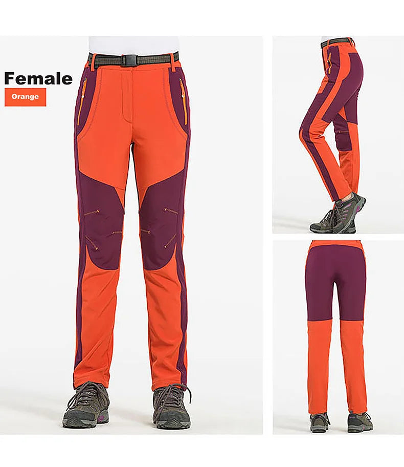 LNGXO Men’s Fleece Hiking Pants – Thick Warm Winter Waterproof & Windproof Soft Shell Ski, Trekking, and Camping Trousers