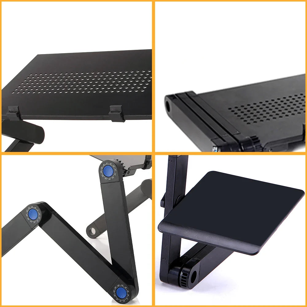 Adjustable Aluminum Laptop Desk Stand - Portable Ergonomic Lapdesk with Mouse Pad for Bed, Sofa, and TV Viewing
