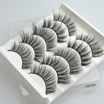 QSTY 5 Pairs 3D Mink False Eyelashes – Natural Long Dramatic Volume Black Lash Extensions