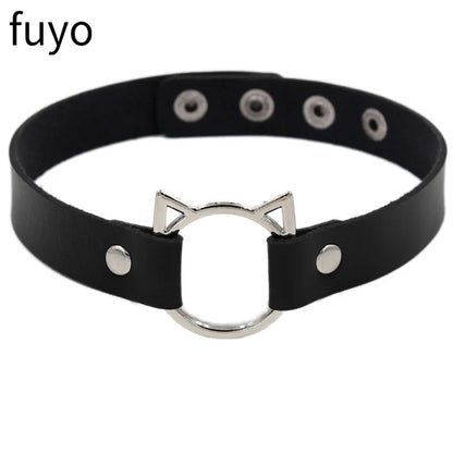 Black Cross Gothic Punk PU Leather Choker – Rock Necklace Jewelry for Women and Men