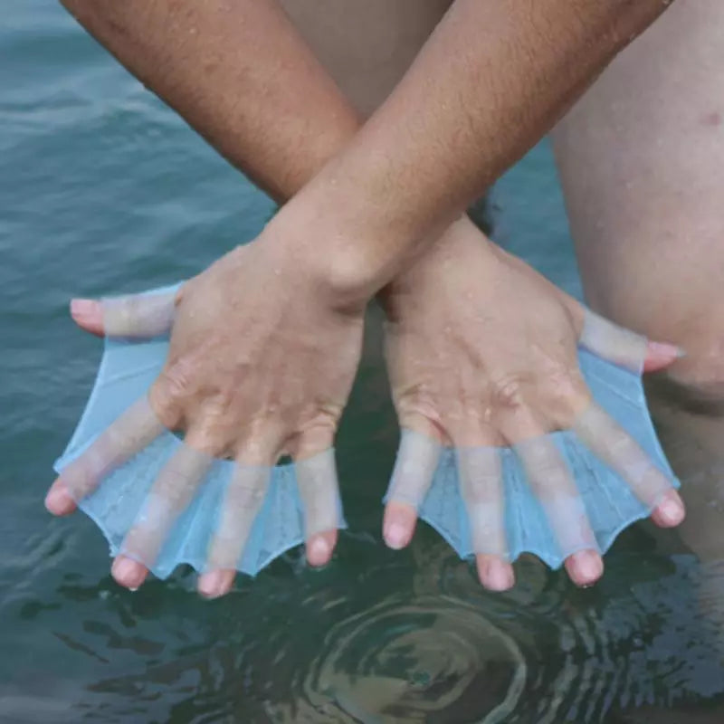 Frog Type Silicone Hand Fins Flippers - 1 Pair Unisex Swimming Finger Webbed Gloves for Water Sports