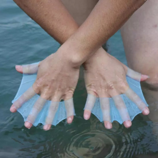Frog Type Silicone Hand Fins Flippers - 1 Pair Unisex Swimming Finger Webbed Gloves for Water Sports