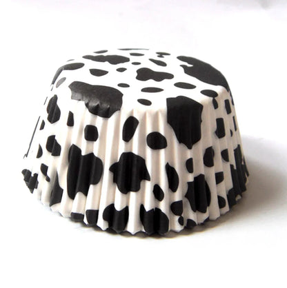 100PCS Animal Print & Pink Heart Cupcake Liners – Zebra, Leopard & Cow Pattern Muffin Baking Cups for Weddings & Parties