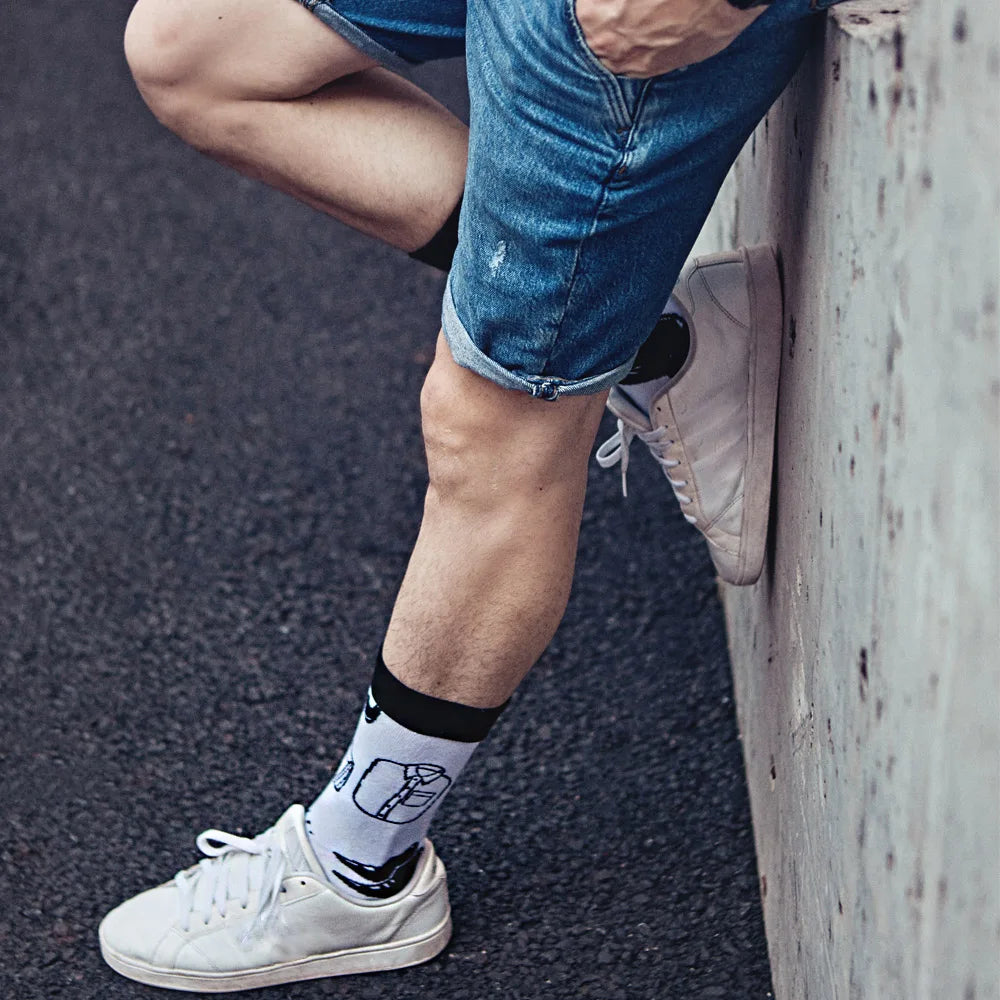 Funny Cartoon Fashion Cotton Socks – Hip Hop Skateboard Style Socks for Men & Women, Beer, Pizza, Astronaut & Pineapple Print Casual Wear Socks