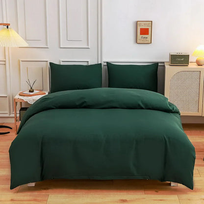 New Design Dark Green Bedding Set - Duvet Cover, Bed Sheet & Pillowcase, King/Queen/Full/Single Size (Excluding Filler), 3/4pcs