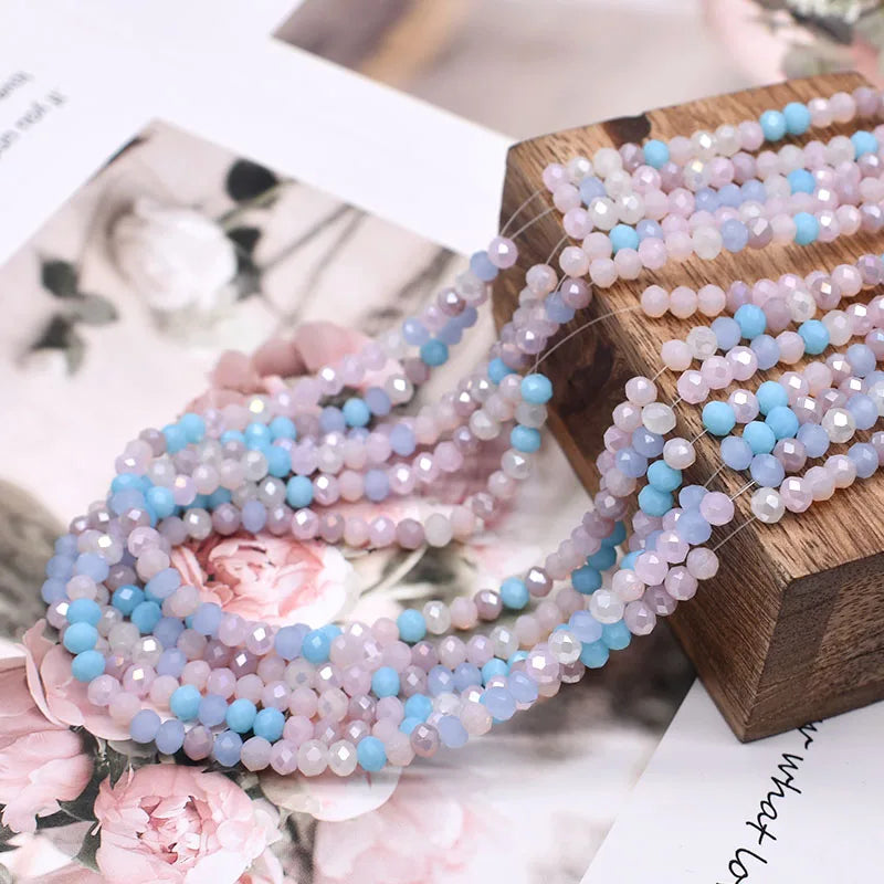 Mixed Color Crystal Glass Beads - 4mm Faceted Rondelle Spacer Beads for DIY Bracelet & Jewelry Making Crafts