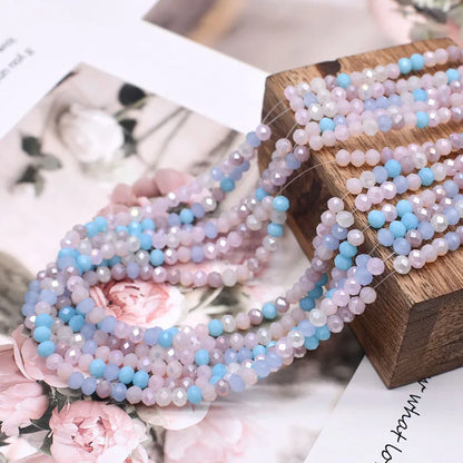 Mixed Color Crystal Glass Beads - 4mm Faceted Rondelle Spacer Beads for DIY Bracelet & Jewelry Making Crafts