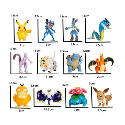 Genuine Pokémon Action Figures Set with Original Box – Pikachu, Charizard, Greninja, Pokéball Deformation Model Toys Gift