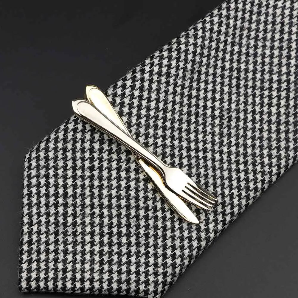 Men’s Stainless Steel Tie Clip - Car Airplane Fork Spoon Shape Necktie Pin Gift Accessory