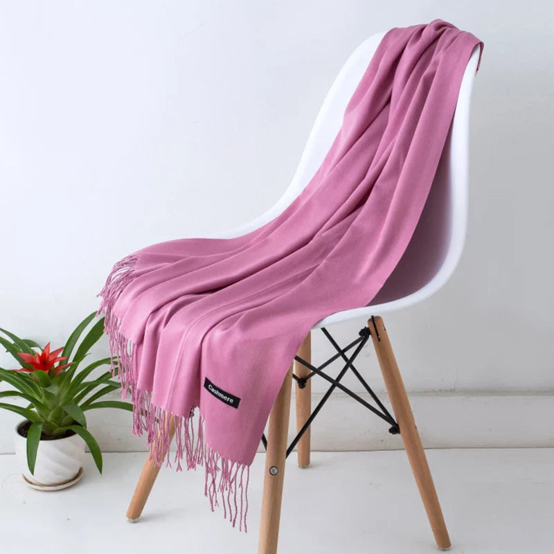 Desgine Solid Cashmere Scarf – Warm Autumn Winter Shawl Wrap with Tassels, Unisex Pashmina for Women and Men 2024