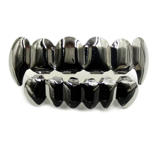 TOPGRILLZ Rose Gold Hip Hop Teeth Grillz Set - Top & Bottom Plated Tooth Caps for Party, Christmas & Costume Style