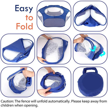 Portable Transparent Small Pet Cage – Foldable Playpen Tent for Hedgehogs, Dogs, Hamsters, Rabbits & Guinea Pigs