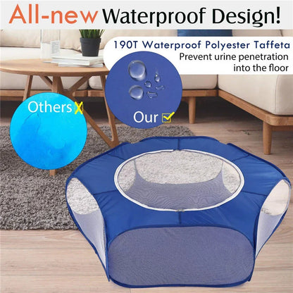 Portable Transparent Small Pet Cage – Foldable Playpen Tent for Hedgehogs, Dogs, Hamsters, Rabbits & Guinea Pigs