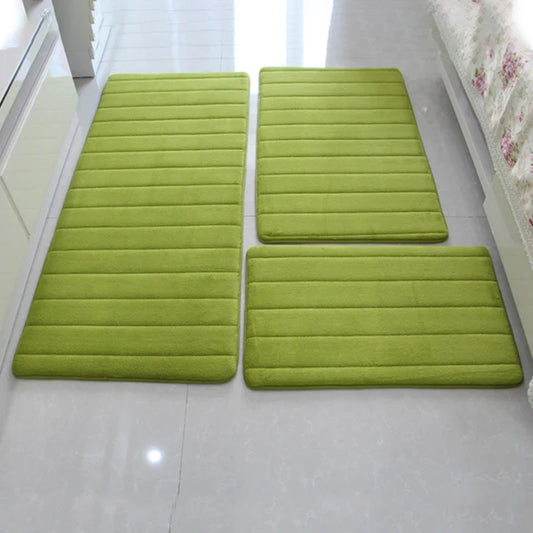 3PC Set Thicken Non-Slip Floor Carpet - Coral Fleece Bathroom, Living Room & Bedroom Mat Set in 10 Colors