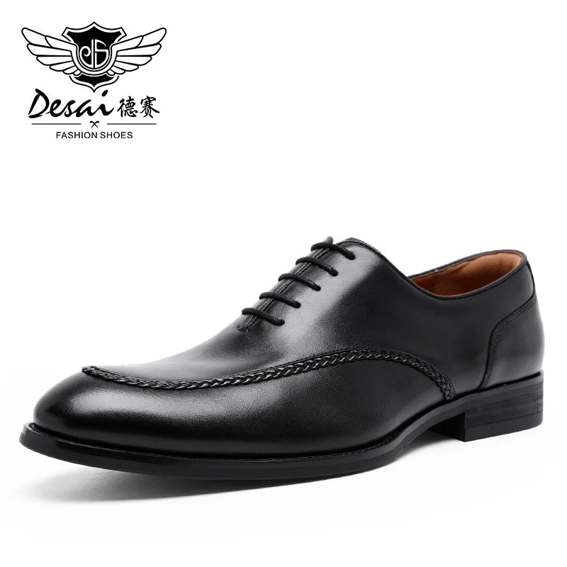 Men’s Genuine Leather British Dress Shoes - Elegant Carved Business & Formal Wedding Shoes for Classic Style