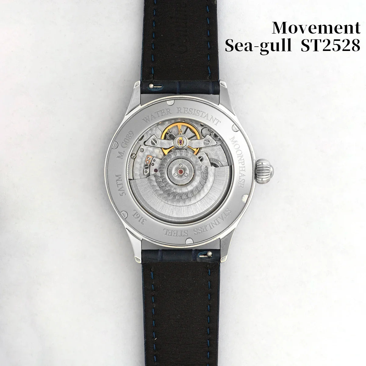 Sugess Origin ST2528 Mechanical Watch – Men's Luxury Moonphase Wristwatch with Real Blue Stone Dial & Stainless Steel Case