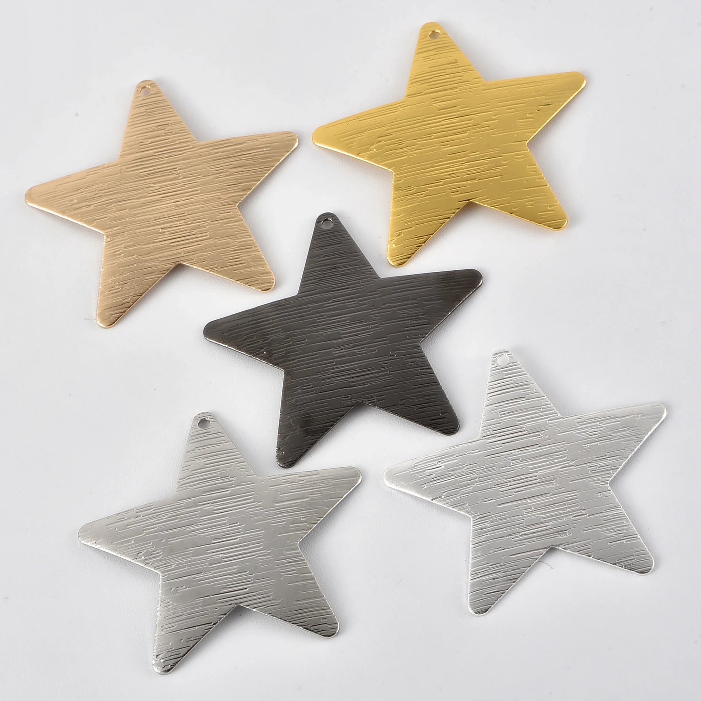 38mm Brushed Curved Five-Pointed Star Pendant Necklace – Single Hole DIY Classic Fashion Jewelry Accessory