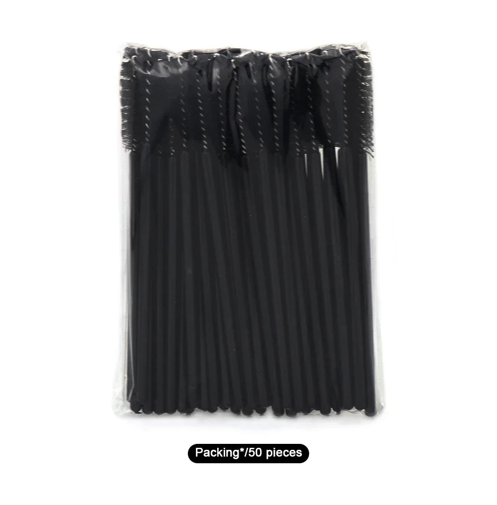 ANNAFRIS 50pcs Disposable Eyelash & Eyebrow Brushes — Soft Crystal Lash Extension Mascara Wands Makeup Tools