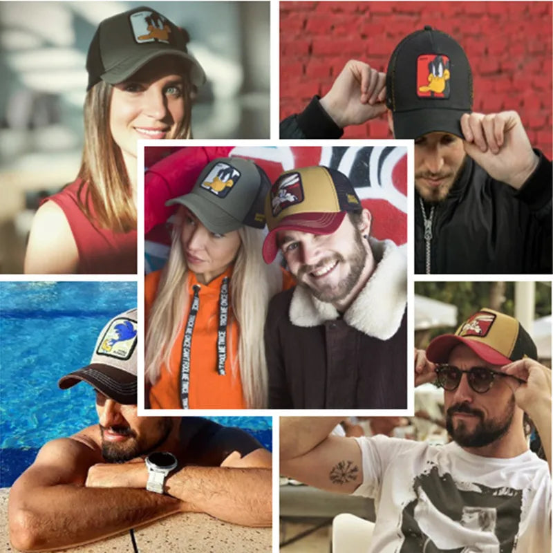Anime Cartoon Baseball Cap - Unisex Embroidered Patch Trucker Hat for Men & Women Casual Streetwear Style