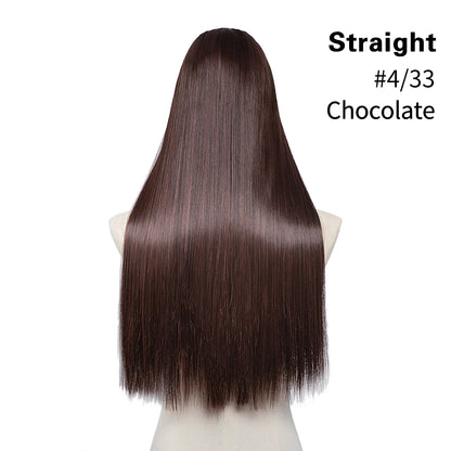 Synthetic U-Part Clip-in Hair Extensions – Long, Straight, Thick Blonde Hairpieces (16, 20, 24 Inch)