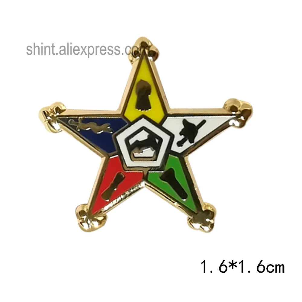 Masonic Freemason Lapel Pin - Forget Me Not Sun Past Master Commemorative Badge for Freemasonry Accessories & Collectors