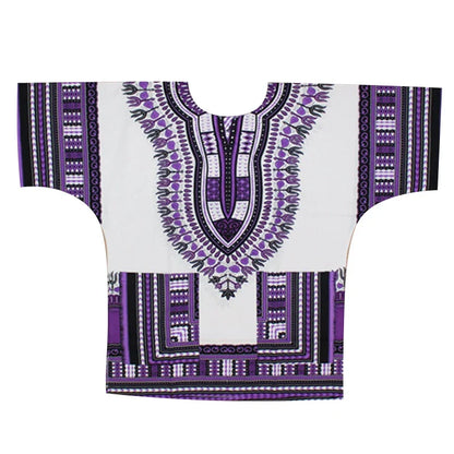 African Dashiki Cotton T-Shirt - Traditional Printed Unisex Fashion Top with Vibrant Ethnic Style Design