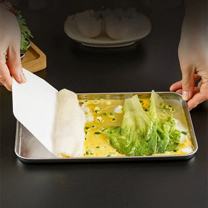 Rectangle Stainless Steel Buffet Tray – Metal Food Serving Plate for Rice, Noodles, & Home Dishes Storage Organizer