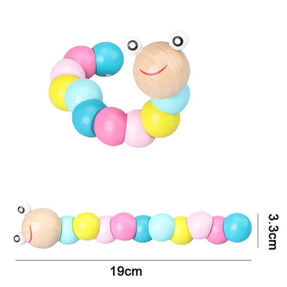 Hot Kids Montessori Wooden Toys – Macaron Blocks, Music Rattles, Colorful Educational Learning Blocks for Babies