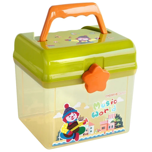 Cute Cartoon Kids Storage Box - Double Layer Portable Plastic Organizer for Toys, Crayons, Snacks & Building Blocks