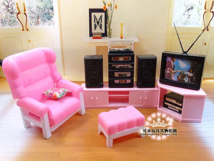 Princess Bathroom Furniture Set for Barbie Dollhouse – 30cm Accessories with Shower & Toilet