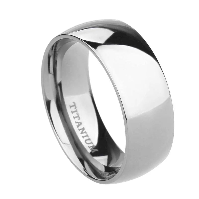 TIGRADE Titanium Wedding Band Rings - 2/4/6/8mm Polished Classic Engagement Rings for Men & Women in Black & Silver
