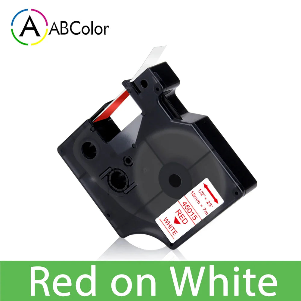 12mm Black on White Label Tape Cartridge Compatible with Dymo LabelManager 160 & 280