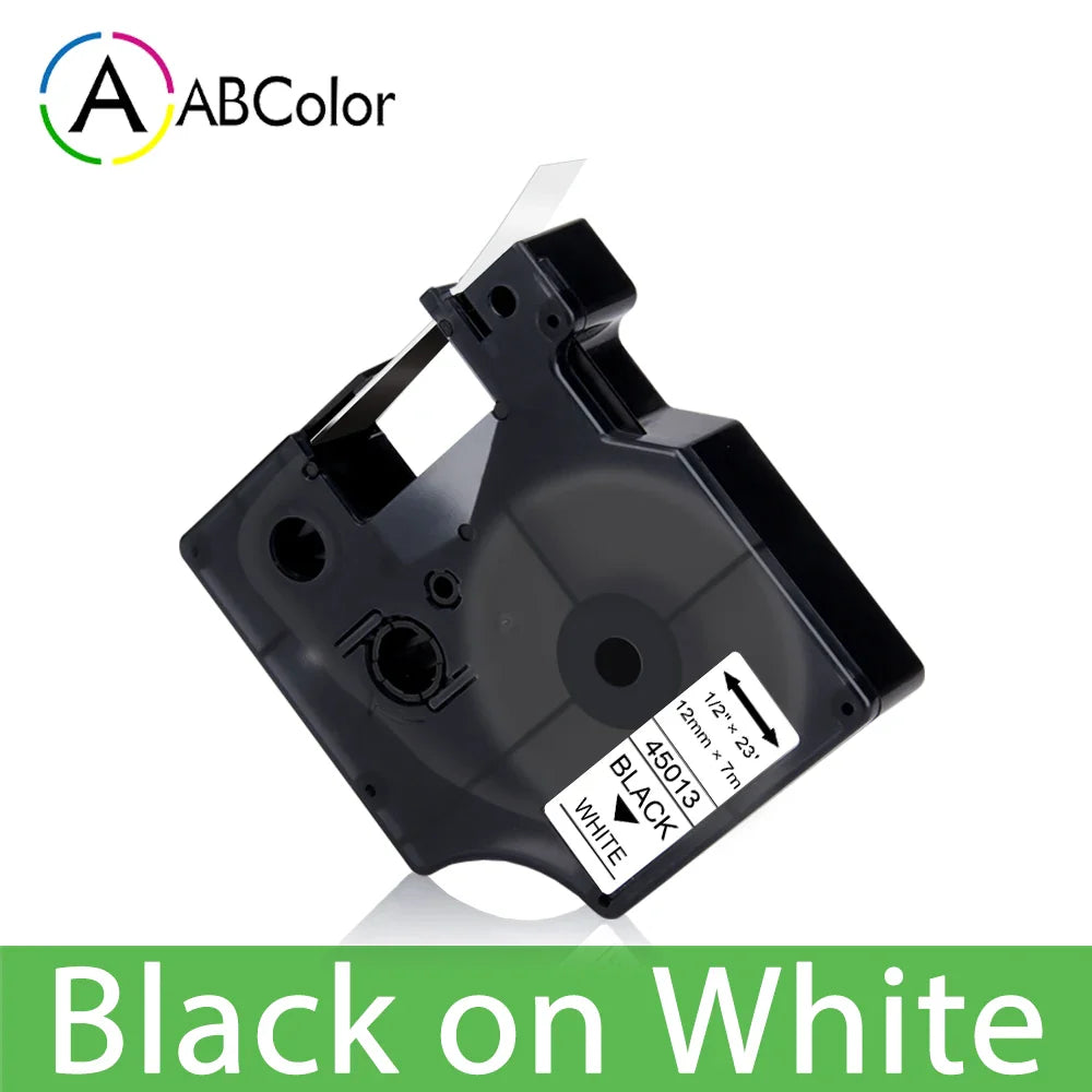 12mm Black on White Label Tape Cartridge Compatible with Dymo LabelManager 160 & 280