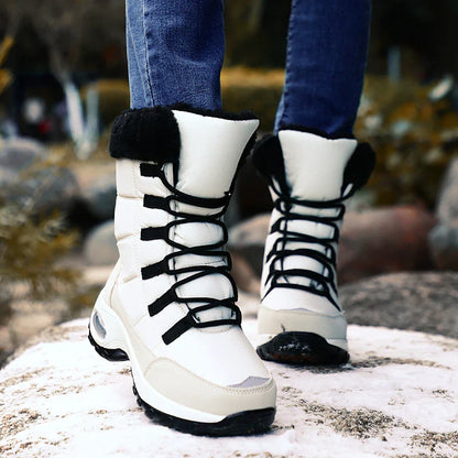 Women’s Winter Snow Boots – High-Quality Warm Lace-Up Ankle Boots, Waterproof Comfortable Outdoor Hiking Shoes, Size 36-42