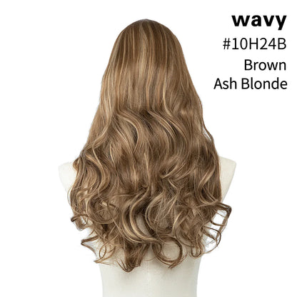 Synthetic U-Part Clip-in Hair Extensions – Long, Straight, Thick Blonde Hairpieces (16, 20, 24 Inch)
