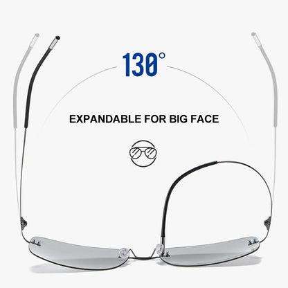 CAPONI Square Photochromic Polarized Sunglasses for Men - Rimless, Classic Design, UV400 Protection Eyewear (BS7467)