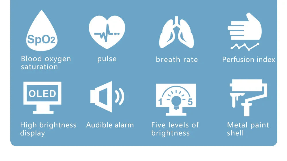 KIUZOU Finger Pulse Oximeter – SPO2, PR, PI, RR Blood Oxygen Saturation & Heart Rate Monitor, OLED Display