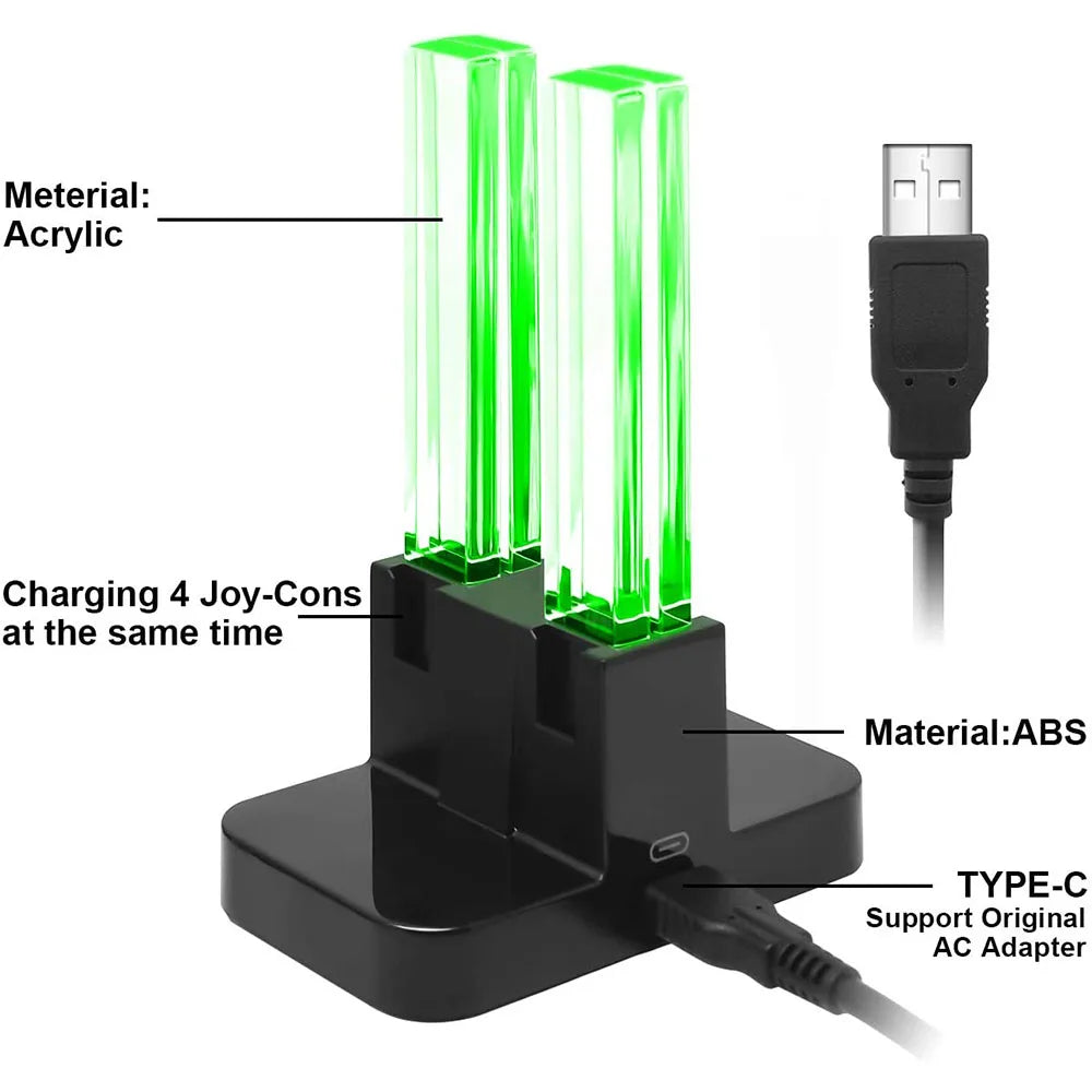 Nintendo Switch 4-Controller Charging Dock — LED Indicator Charging Station for Joy-Con Accessories